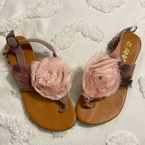Anna Pink Floral Rosette Sandals